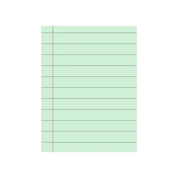 Green Notebook Paper Your Text Blank Pages Notebook Margins Isolated — Vector de stock