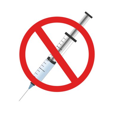 No vaccine icon. No syringe sign. Against vaccination. Flat design. Vector Illustration