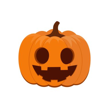 Pumpkin ion a white background. Orange pumpkin with a smile for your Halloween design. Vector