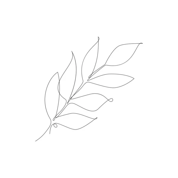 Listy Nakreslené Souvislou Čarou Abstraktní Minimální Botanické Umění Vektorová Ilustrace — Stockový vektor