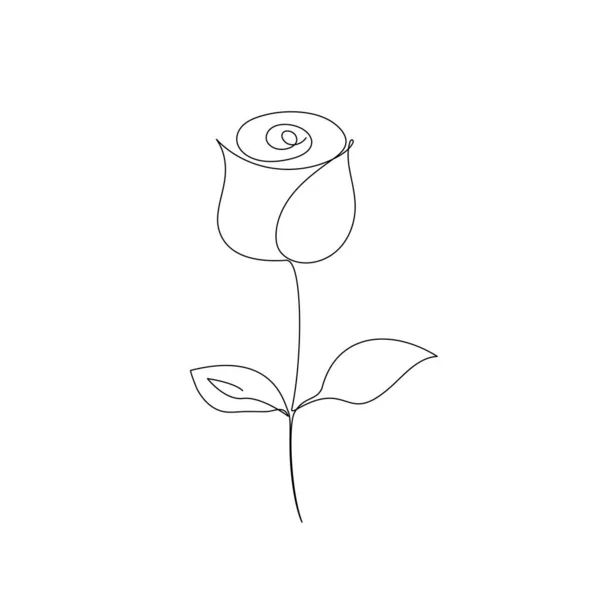 Růže Květ Kontinuálním Stylu Kresby Čáry Minimalistický Černý Lineární Design — Stockový vektor