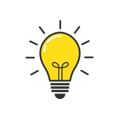 Ampul çizgisi simgesi vektörü, beyaz arkaplanda izole edilmiş