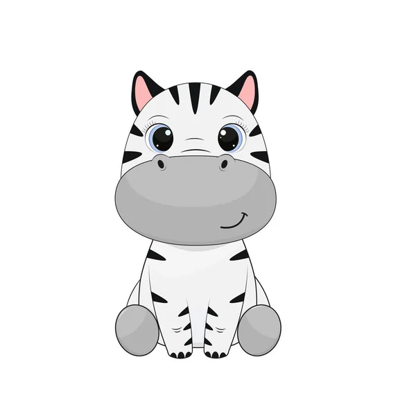 Cartoon Cute Zebra Białym Tle Ilustracja Projektu — Wektor stockowy