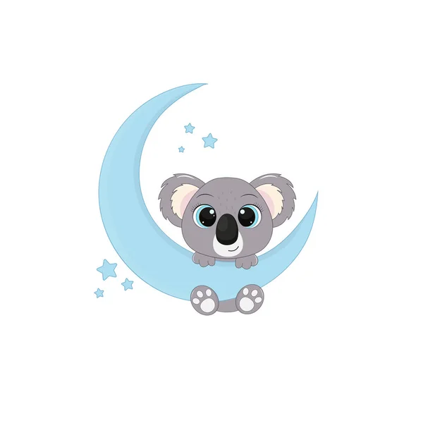 Dibujos Animados Lindo Koala Luna Ilustración Vectorial Para Diseño — Archivo Imágenes Vectoriales