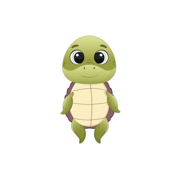 Mignon Personnage Tortue Dessin Animé Tortue Isolée Sur Fond Blanc — Image vectorielle