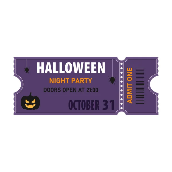 Bilhete Convite Halloween Modelo Design Ingresso Vetorial Para Festa Halloween — Vetor de Stock