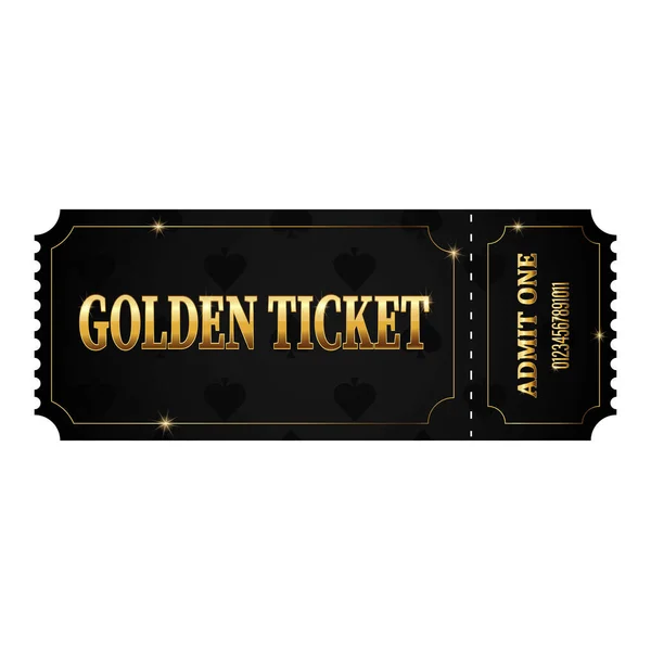 Biglietto Oro Lusso Modello Coupon Cinema Teatro Casinò Concerto Gioco — Vettoriale Stock