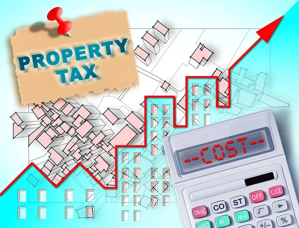 Impuesto Sobre Propiedad Costes Los Edificios Concepto Inmobiliario Con Mapa —  Fotos de Stock