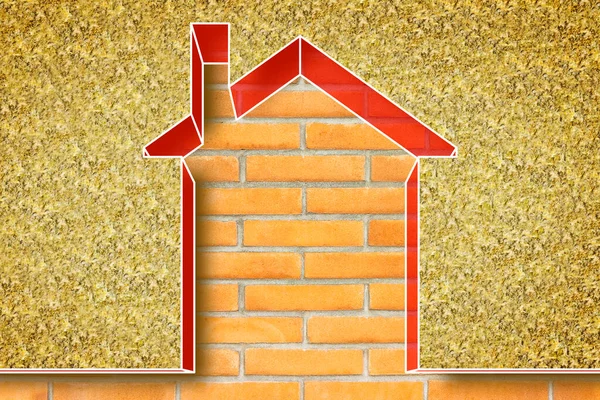 住宅建筑用矿物羊毛或岩棉隔热涂料 以减少热损失 也用于热 声和防火目的 建筑节能和环境友好概念 — 图库照片