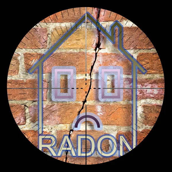 Radongas Unseren Wohnungen Suchen Konzeptillustration Mit Sucher Vordergrund — Stockfoto