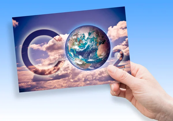 Presença Co2 Atmosfera Conceito Com Uma Imagem Planeta Terra Nasa — Fotografia de Stock