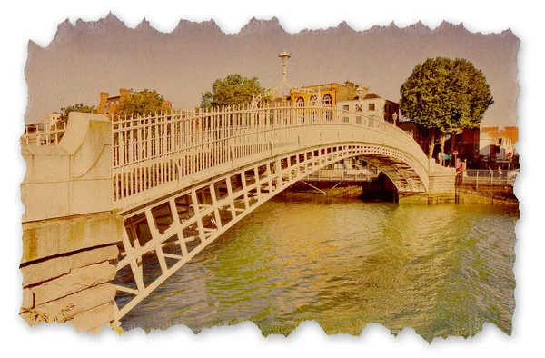 Dublin Leghíresebb Hídja Félpenny Híd Áthaladásért Felszámított Díjnak Köszönhetően Retro — Stock Fotó