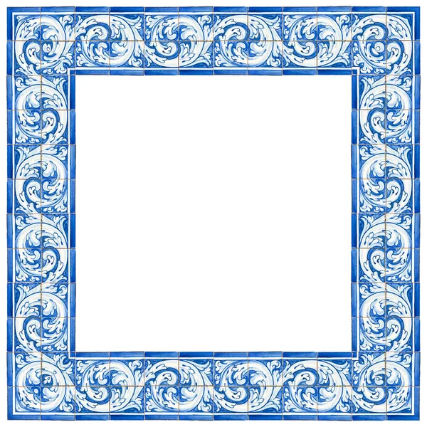 Frame Design Typical Portuguese Decorations Colored Ceramic Tiles Called Azulejos — Stock Photo, Image