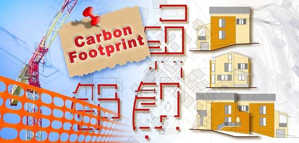 Carbon Footprint Nella Collezione Concettuale Edilizia Edilizia — Foto Stock