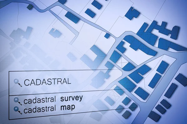 Mappa Catastale Immaginaria Del Territorio Con Edifici Appezzamento Terreno Concetto — Foto Stock