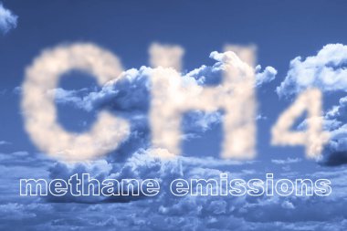 CH4 gaz metan emisyonları, karbondioksitten sonra küresel ısınmanın ikinci en büyük nedenidir - bulutlu bir gökyüzüne karşı kavram