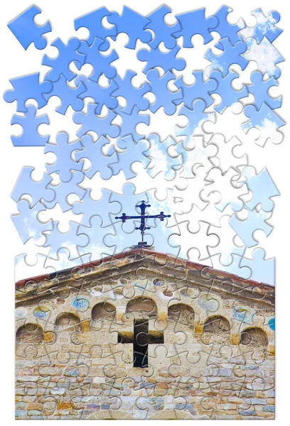 Христианский Крест Средневековой Итальянской Церкви — стоковое фото