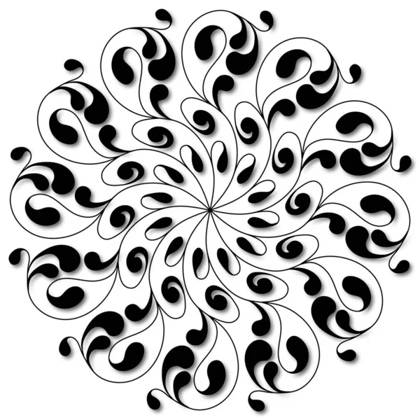 Flores Concéntricas Estilizadas Ilustración Del Concepto Mandala Blanco Negro — Foto de Stock