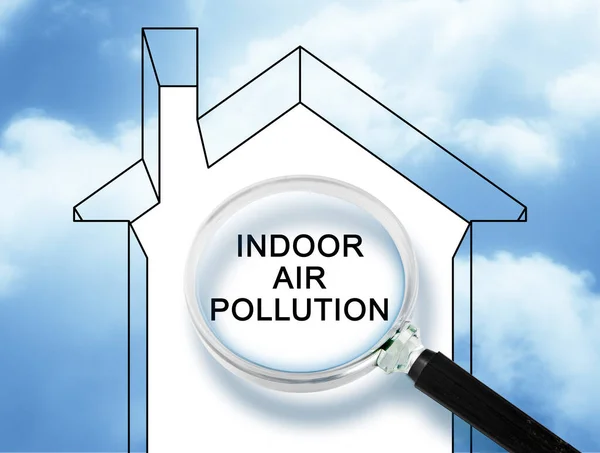Indoor Air More Contaminated Outdoor Concept Seen Magnifying Glass — Stock Photo, Image