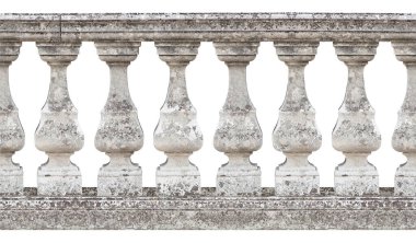 Eski klasik İtalyan balustrad - bembeyaz arka plan üzerinde pürüzsüz desen konsepti kolay seçilim için kullanışlı yorumlar için