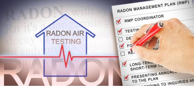 Radon Yönetim Planı - Binalardaki doğal radon gazının tehlikesi - kontrol listesi konsepti 