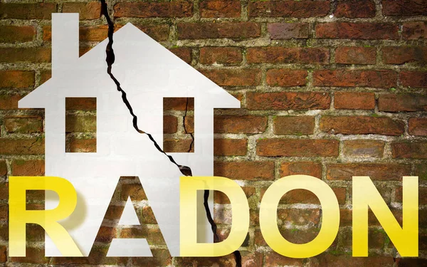 Die Gefahr Von Radongas Unseren Häusern Konzept Mit Umriss Eines — Stockfoto