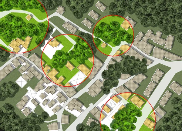 Folkräkning Träd Städer Grön Förvaltning Och Kartläggning Träd Med Imaginär — Stockfoto