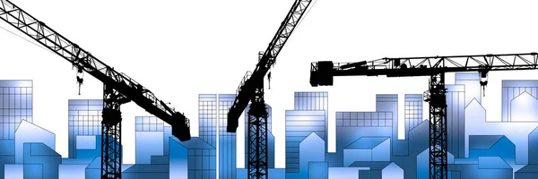 Tower Crane Construction Site Imaginary City Skyline Construction Industry Concept — Stock Photo, Image