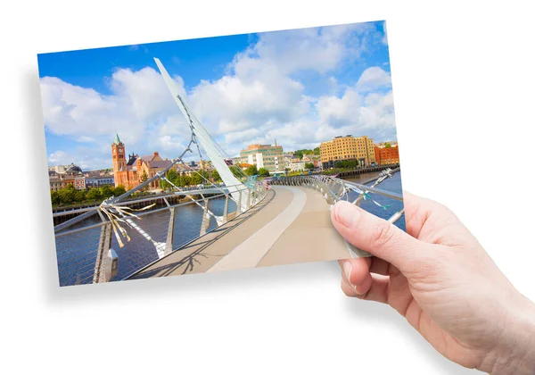 Miejska Panorama Miasta Derry Zwanego Również Londonderry Północnej Irlandii Słynnym — Zdjęcie stockowe