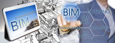BIM ile yeni bir şehir planlamak, Bilgi Modelleme Sistemi inşa etmek, yeni bir mimari tasarım yöntemi - bir mühendis veya mimarla birlikte yeni bir modern hayali şehir ve dijital tablet çizimi yapmak