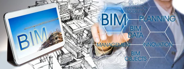 Planejando Uma Nova Cidade Com Bim Building Information Modeling System — Fotografia de Stock