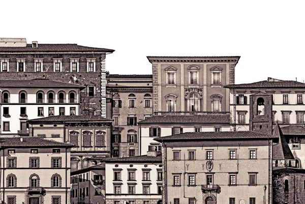 Abstrait Composition Artistique Inspirée Paysages Typiques Vieux Bâtiments Italiens Italie — Photo