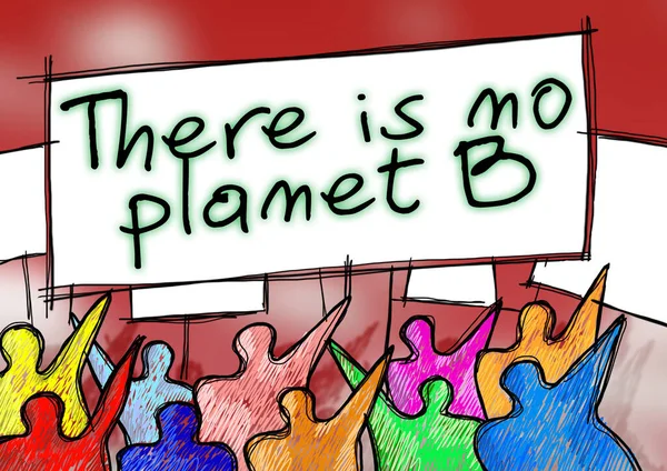 Dühös Emberek Egy Csoportja Kartellekkel Tiltakozik Éghajlatváltozás Problémájának Kezelése Megoldása — Stock Fotó