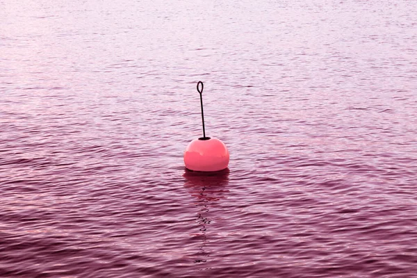 Bouy Rojo Plástico Aislado Agua Tranquila Imagen Conceptual Con Espacio —  Fotos de Stock