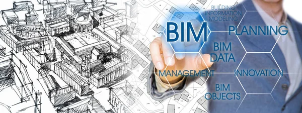 Planificación Una Nueva Ciudad Con Bim Building Information Modeling System — Foto de Stock
