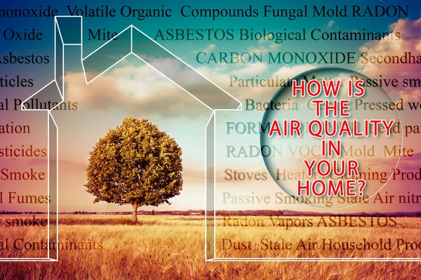 HOW IS THE AIR QUALITY IN YOUR HOME? - concept with the most common dangerous domestic pollutants in our homes