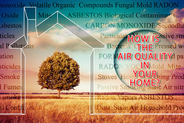 HOW IS THE AIR QUALITY IN YOUR HOME? - concept with the most common dangerous domestic pollutants in our homes
