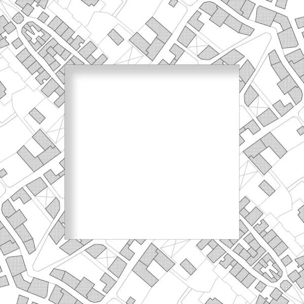 Návrh Rámu Imaginární Katastrální Mapou Území Budovami Silnicemi Pozemky Koncept — Stock fotografie