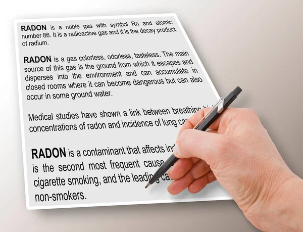 Handschriftliche Definition Und Erklärung Des Natürlichen Gefährlichen Radongases Konzeptbild — Stockfoto