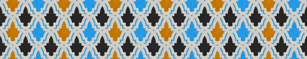 具有几何设计的彩色瓷砖的典型阿拉伯墙装饰的组成 这是一种无缝纹理 用于渲染 可以模块化地重复 以创建一个统一和连续的背景 — 图库照片