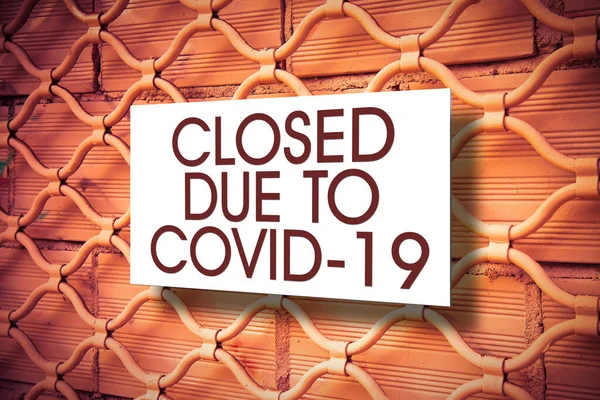 Closed Metal Gate Shop Due Coronavirus Covid Concept Image Every — Stock Photo, Image