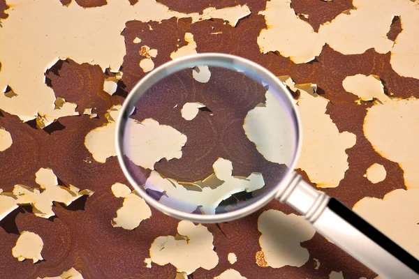Old Rusty Metal Plate Paint Coming Concept Image Seen Magnifying — Stock Photo, Image