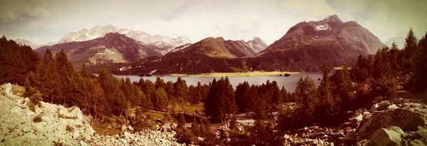 Panoramablick Auf Die Landschaft Rund Den See Oberengadinental Schweiz Europa — Stockfoto