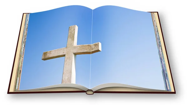 Rendering Opened Photobook Christian Cross — Foto Stock