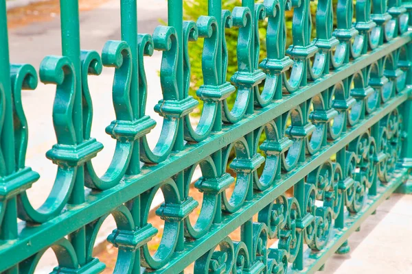 Old Green Wrought Iron Grating Floral Decorations — Photo