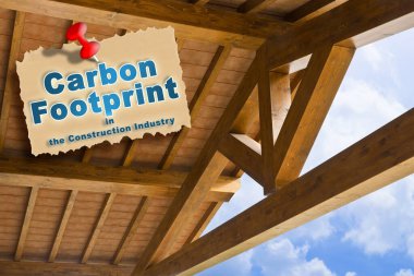 Carbon Footprint in the wooden construction industry - CO2 Net-Zero Emission and Carbon Neutrality concept with a wooden buildings
