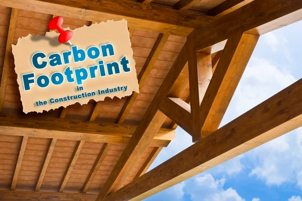 Carbon Footprint in the wooden construction industry - CO2 Net-Zero Emission and Carbon Neutrality concept with a wooden buildings
