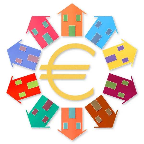 Beeld Van Een Woningbouwconcept Met Eurosymbool — Stockfoto