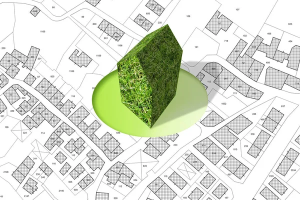 Imaginär Stadskarta Med Grön Byggnad Framtidens Arkitektur Konceptbild — Stockfoto