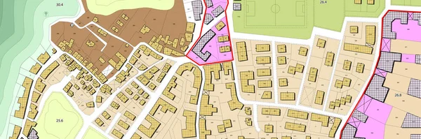 Mapa Catastral Imaginario Territorio Con Edificios Carreteras Parcela Terrestre Mapa —  Fotos de Stock
